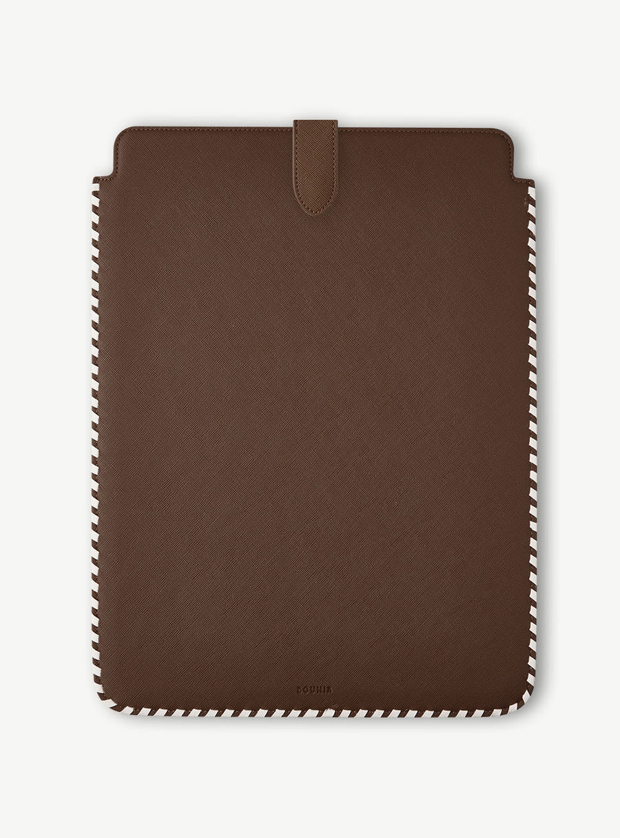 Embroidered Laptop Cover Brown